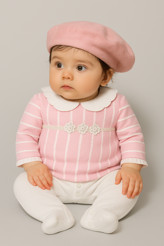 Newborn Baby Girl Cotton Romper – Pink & Blue | Floral Lace with Buttons | By Payara Mall
