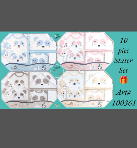 New Born Baby Starter 10 Pieces Set – Panda & Bear Designs